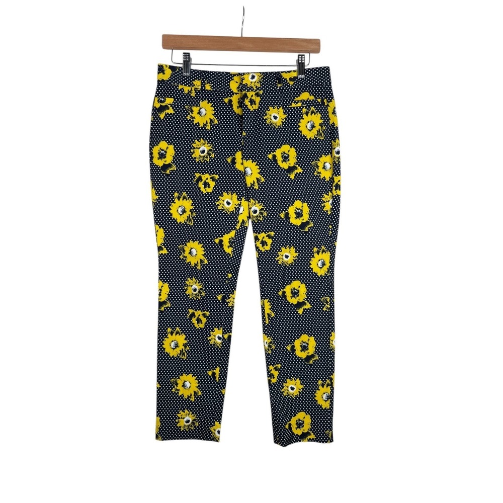 Banana Republic‎ Sloan Sunflower Print Pants size 2 Petite Black/Yellow